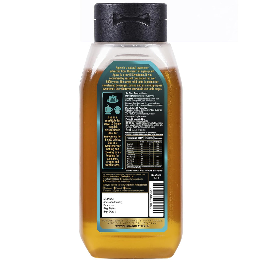 URBAN PLATTER MEXICAN BLUE AGAVE SYRUP 500 GM - SuperMarcheStore