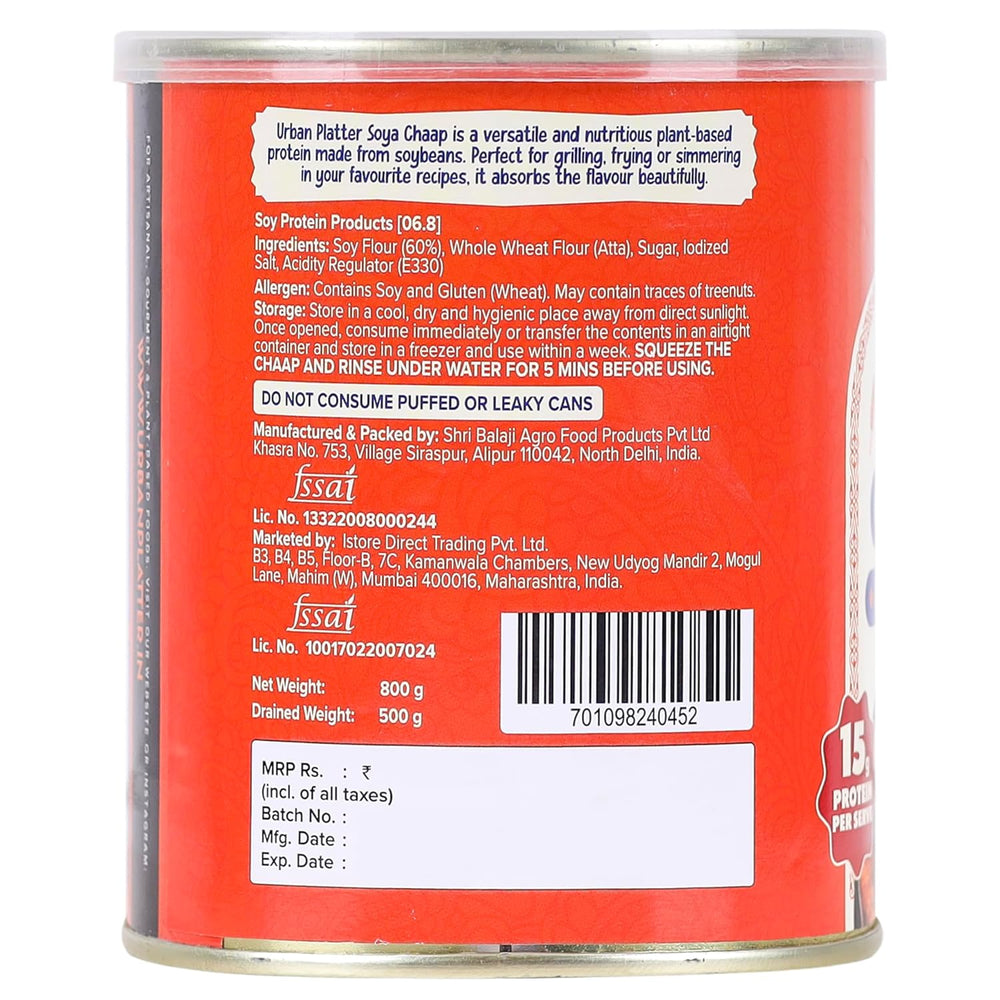URBAN PLATTER VEGAN CHUNKS ON STICK SOYA CHAAP IN BRINE (800 TO 500 GM) - SuperMarcheStore
