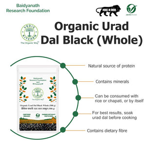 VEDIC KITCHEN ORGANIC BLACK URAD WHOLE 500 GM - SuperMarcheStore