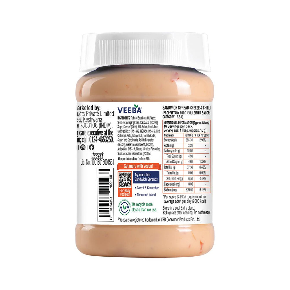 VEEBA CHEESE & CHILLI SANDWICH SPREAD - SuperMarcheStore