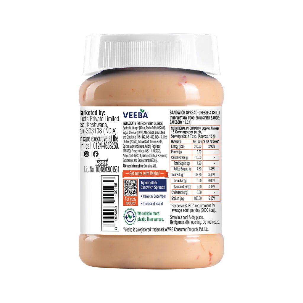 VEEBA CHEESE & CHILLI SANDWICH SPREAD - SuperMarcheStore
