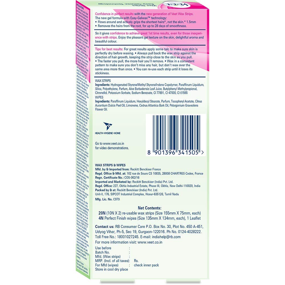 VEET FULL BODY WAX STRIPS WTH ALOE VERA FOR DRY SKIN 20N - SuperMarcheStore