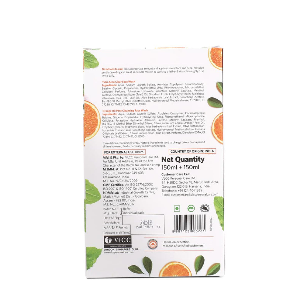VLCC TULSI FACE WASH+ORANGE OIL FACE WASH 2*150ML) - SuperMarcheStore