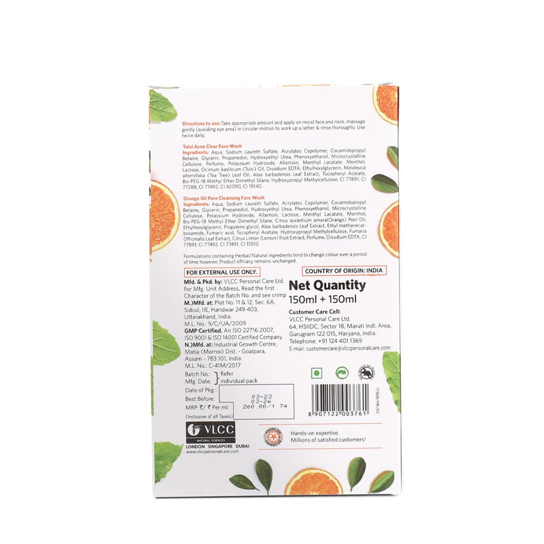 VLCC TULSI FACE WASH+ORANGE OIL FACE WASH 2*150ML) - SuperMarcheStore