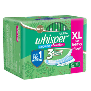 WHISPER ULTRA HYGIENE +COMFORT XL 15PADSS - SuperMarcheStore