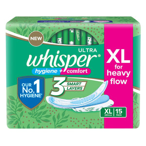 WHISPER ULTRA HYGIENE +COMFORT XL 15PADSS - SuperMarcheStore