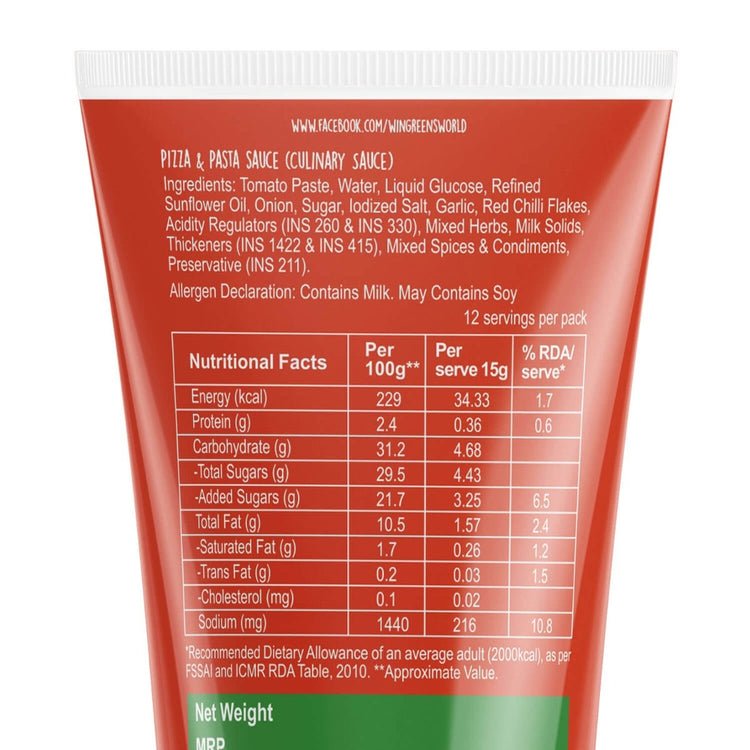 WINGREENS PIZZA & PASTA SAUCE 180 GM - SuperMarcheStore