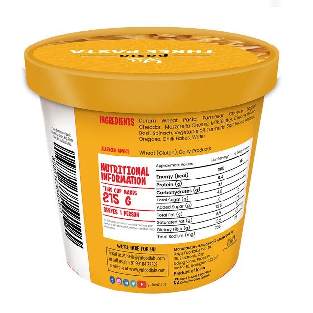 YU FOOD THREE CHEESE PASTA 200 GM - SuperMarcheStore