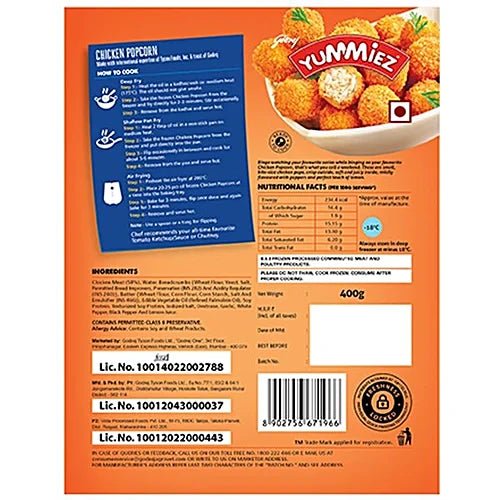 YUMMIES CHICKEN POPCORN 400G - SuperMarcheStore