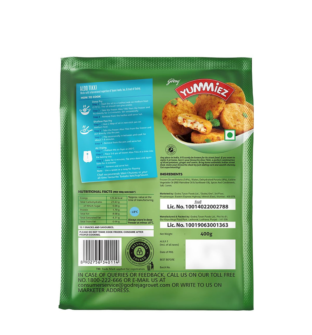 YUMMIEZ ALOO TIKKI 415G - SuperMarcheStore