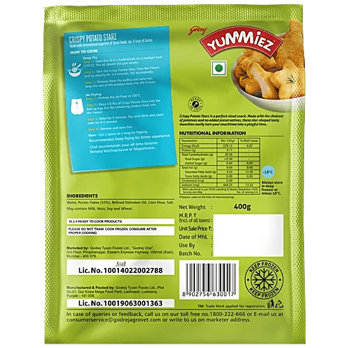 YUMMIEZ CRISPY POTATO STARZ 400 GM - SuperMarcheStore
