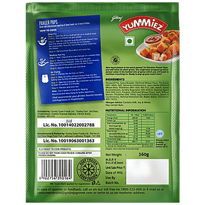 YUMMIEZ PANEER POPS 400 GM RETAIL - SuperMarcheStore