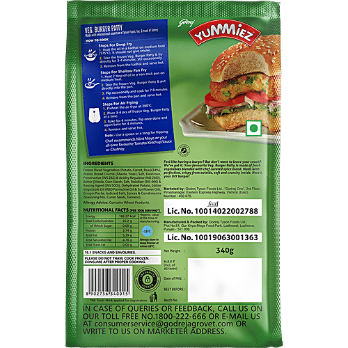 YUMMIEZ VEG BURGER PATTY 340G - SuperMarcheStore